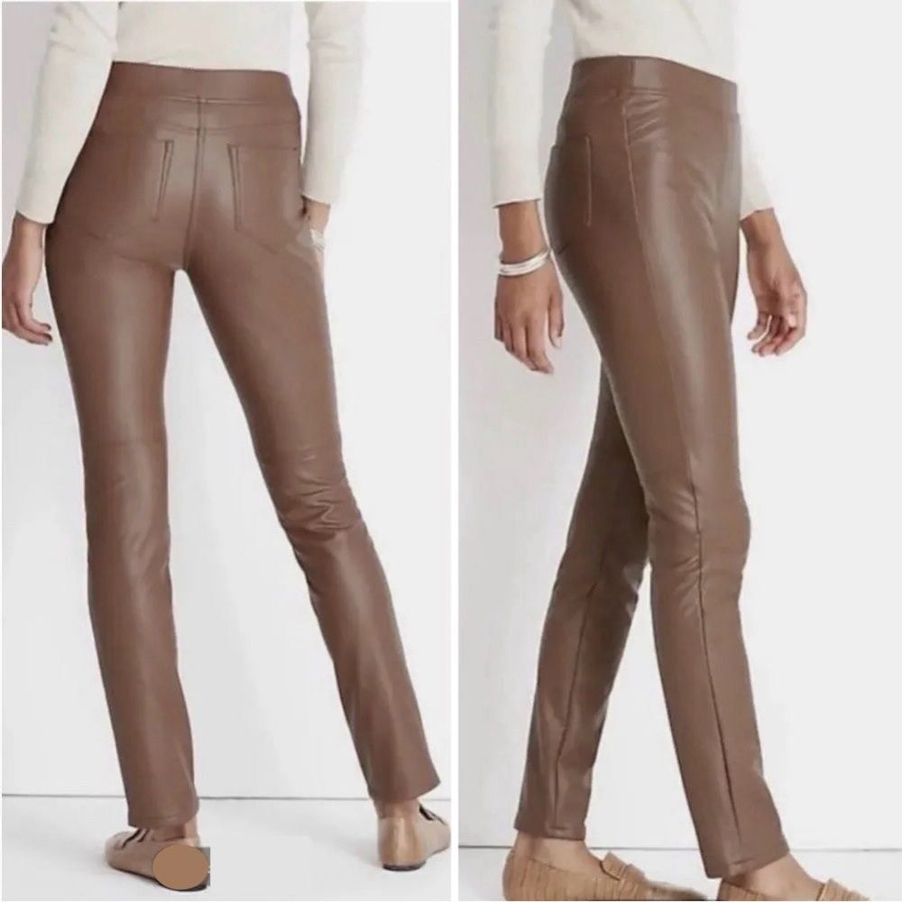 NWT J. Jill Vegan Leather Slim Pants in Hickory Brown Women’s Size Medium NEW
